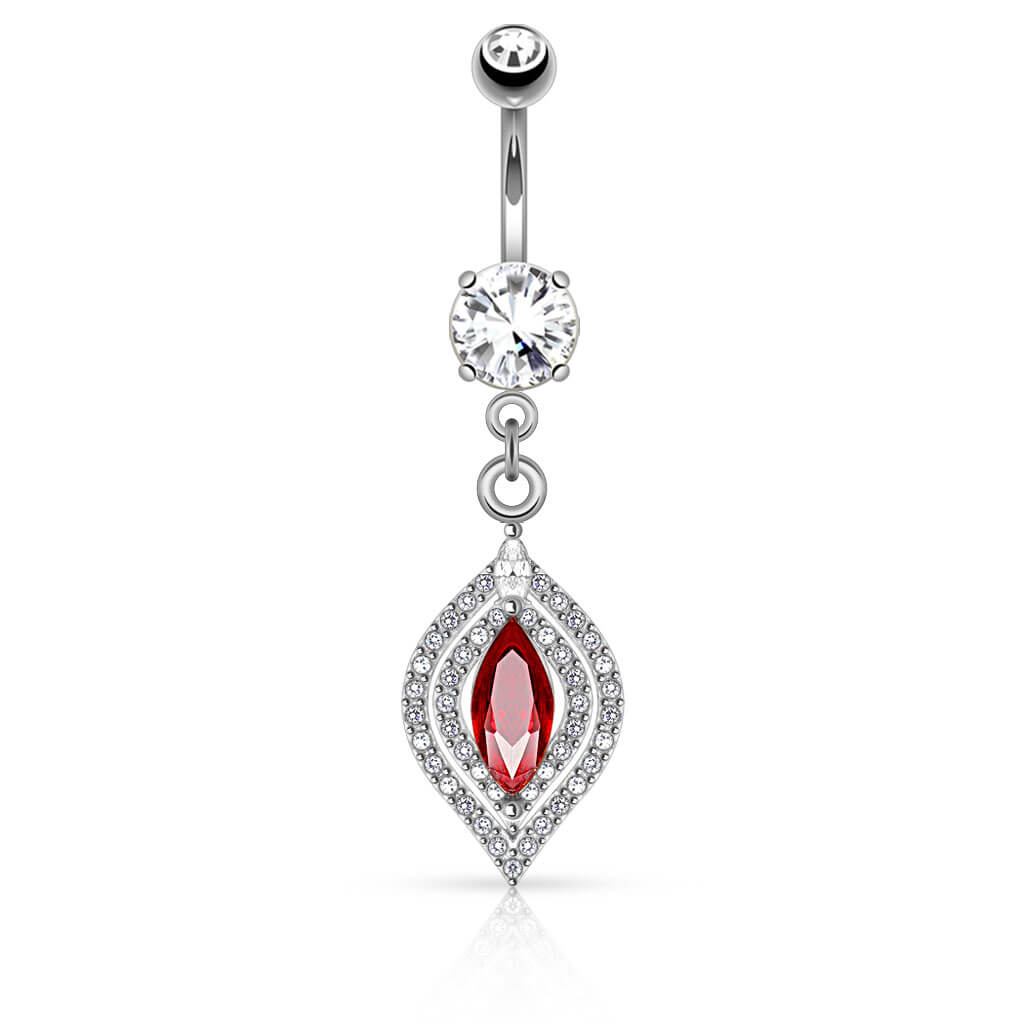 Belly Button Piercing Maquise Cut Zirconia