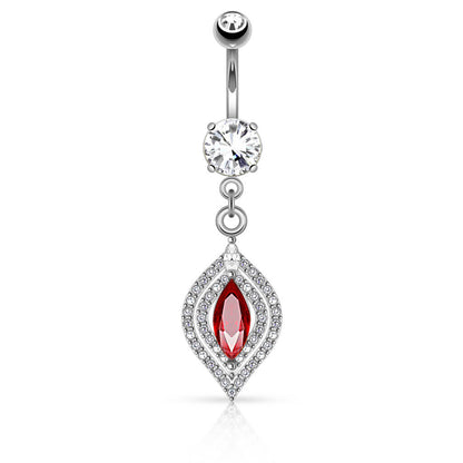 Belly Button Piercing Maquise Cut Zirconia