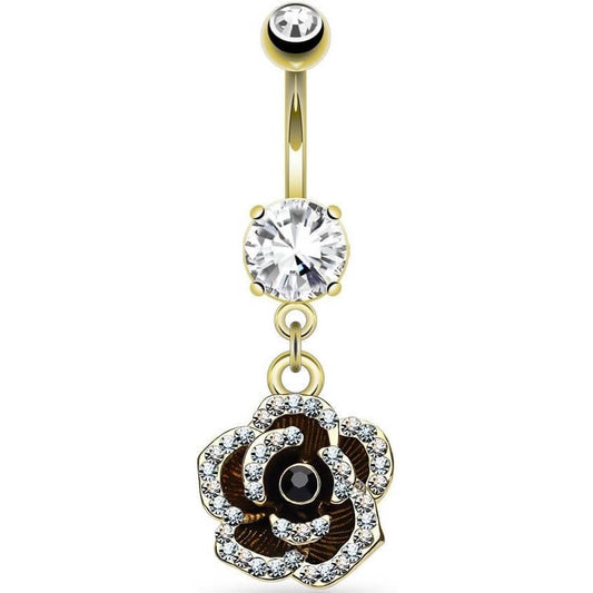 Bauchnabelpiercing Rose beweglich Zirkonia