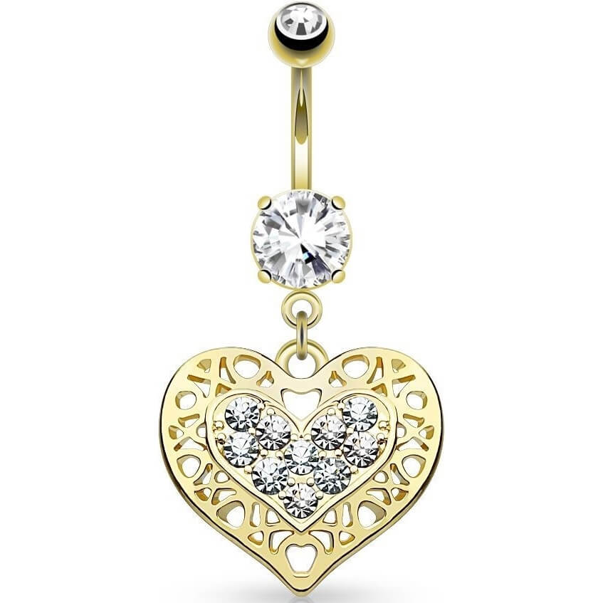 Piercing Ombelico Cuore pendente di zirconi