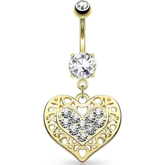 Belly Button Piercing Heart dangle Zirconia