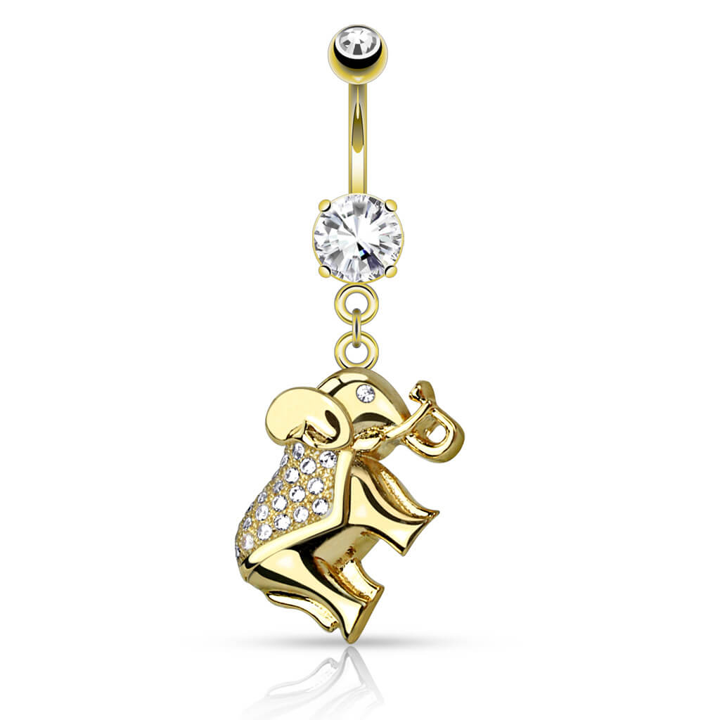 Piercing Nombril Pendentif Éléphant Zircone