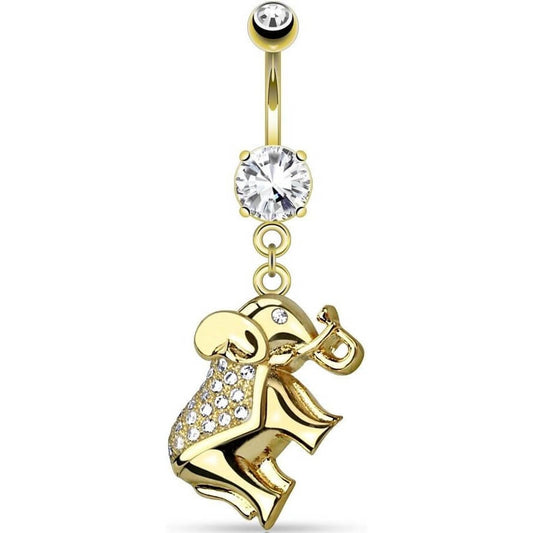 Piercing Nombril Pendentif Éléphant Zircone