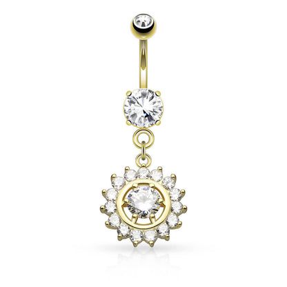 Piercing Nombril Pendentif Soleil Zircone