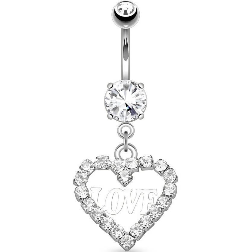 Belly Button Piercing Heart dangle Zirconia