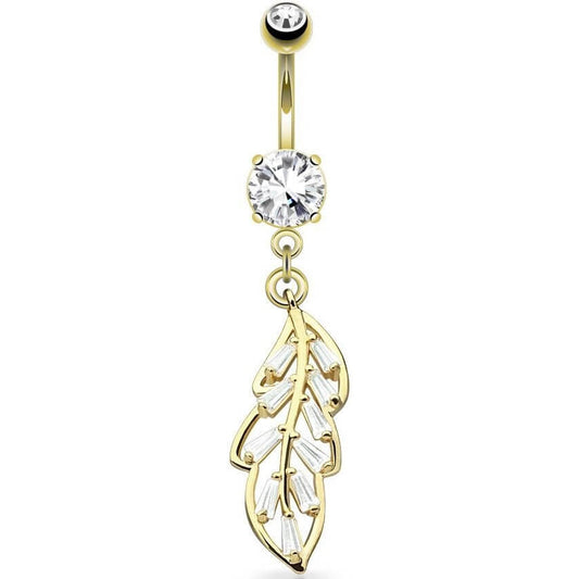 Belly Button Piercing Leaf dangle Zirconia