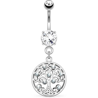 Belly Button Piercing Tree of Life dangle Zirconia