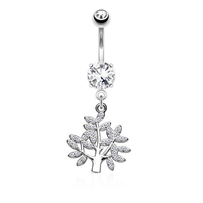 Piercing Ombelico Albero della vita pendente in zirconi