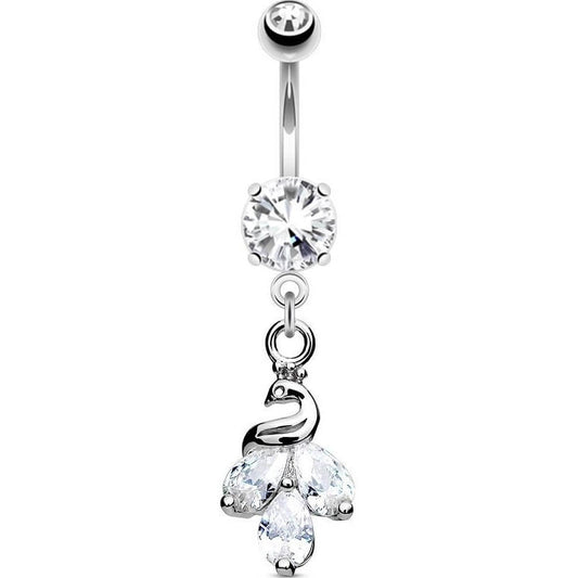 Piercing Nombril Pendentif Paon Zircone