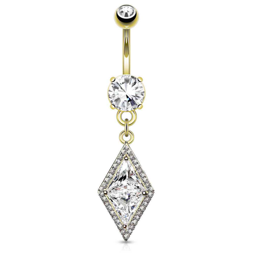 Belly Button Piercing Diamond shape dangle Zirconia