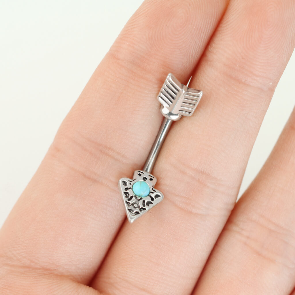 Belly Button Piercing Arrow turquoise Silver