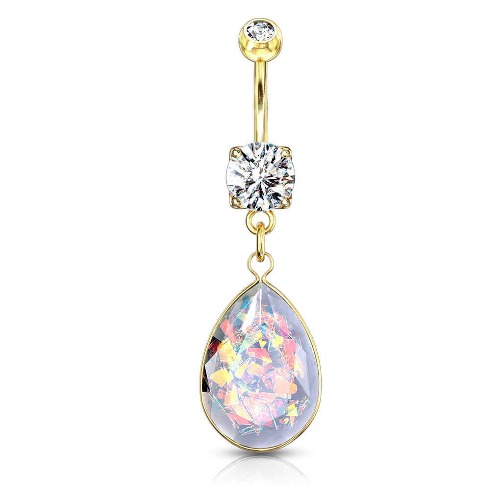 Bauchnabelpiercing Regenbogen Opal beweglich