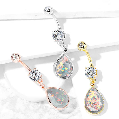 Bauchnabelpiercing Regenbogen Opal beweglich