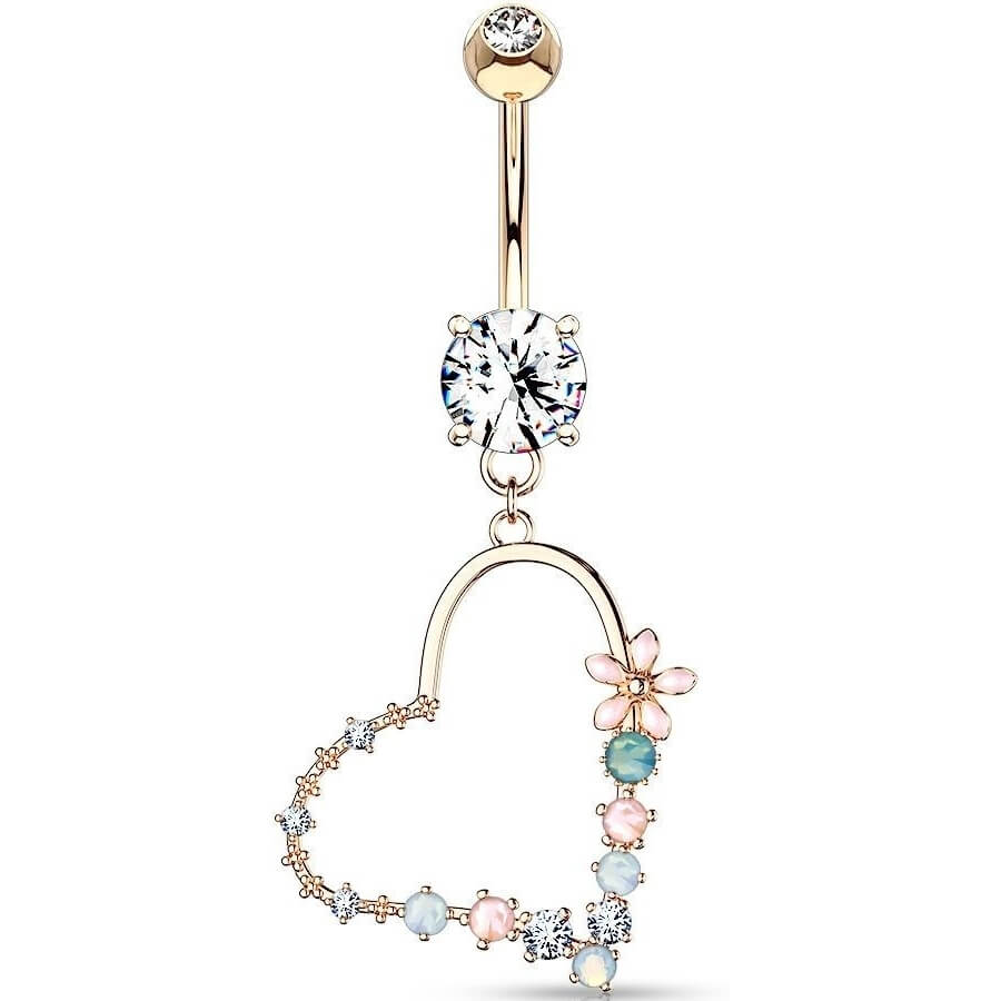 Belly Button Piercing Heart dangle Zirconia