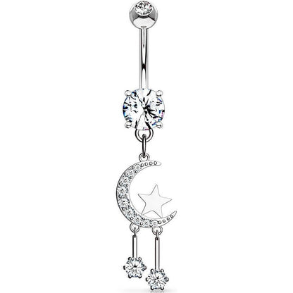 Piercing Nombril Pendentif Étoile De Lune Zircone