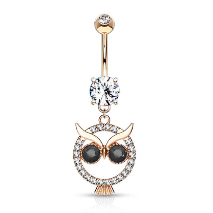 Piercing Nombril Pendentif Hibou Zircone