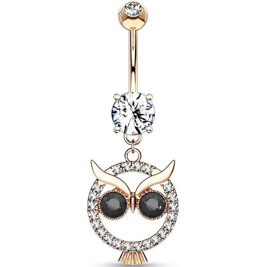 Belly Button Piercing Owl dangle Zirconia