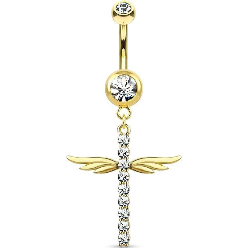 Belly Button Piercing Wings dangle Zirconia