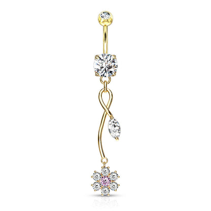 Piercing Nombril Pendentif Fleur Zircone