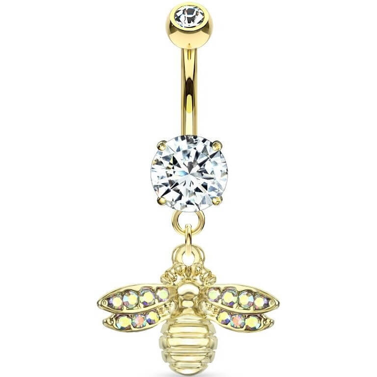 Belly Button Piercing Bee dangle Zirconia