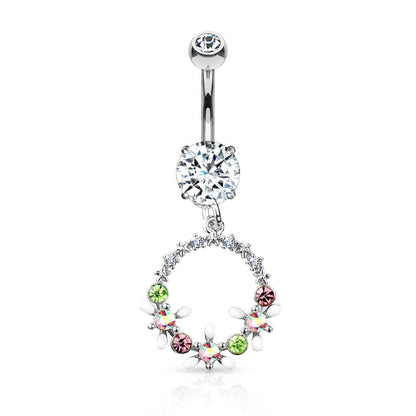 Piercing ombligo Corona de flores Circonita colgante