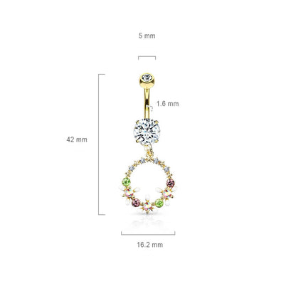 Belly Button Piercing Flower Wreath dangle Zirconia