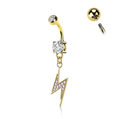 Belly Button Piercing Lightning Bolt dangle cubic Zirconia