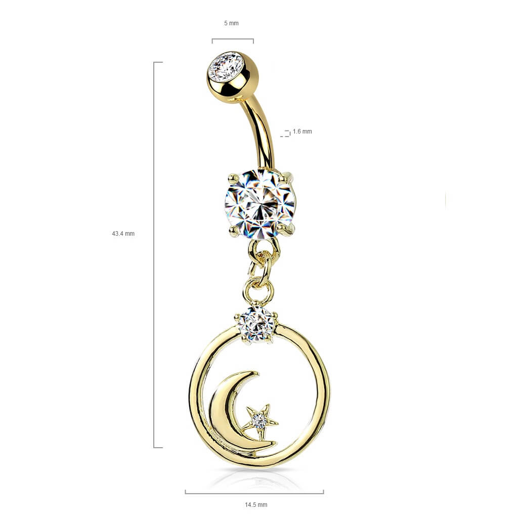 Belly Button Piercing Moon dangle Zirconia