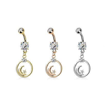 Belly Button Piercing Moon dangle Zirconia