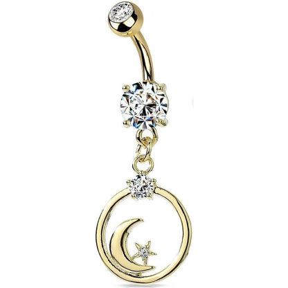 Piercing Nombril Pendentif Lune Zircone