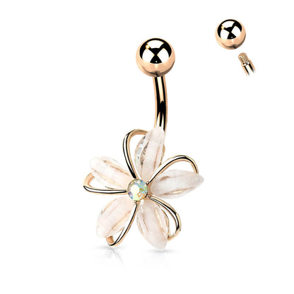 Belly Button Piercing Flower Zirconia