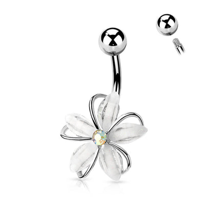 Piercing Nombril Fleur Zircone