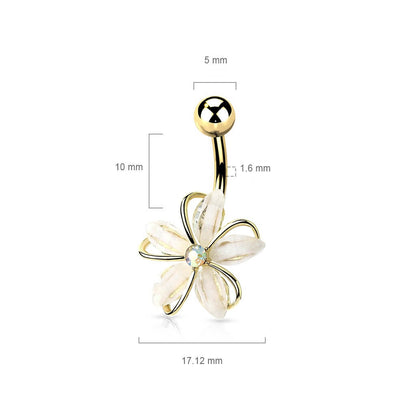 Piercing Nombril Fleur Zircone