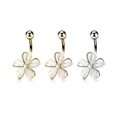 Bauchnabelpiercing Blume Zirkonia