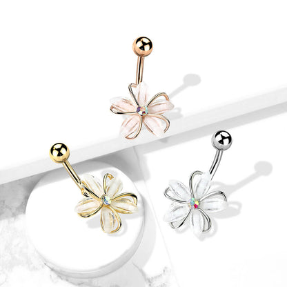 Bauchnabelpiercing Blume Zirkonia