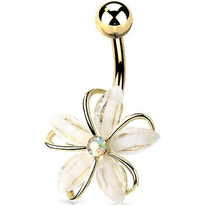 Belly Button Piercing Flower Zirconia