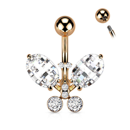 Belly Button Piercing Butterfly Zirconia