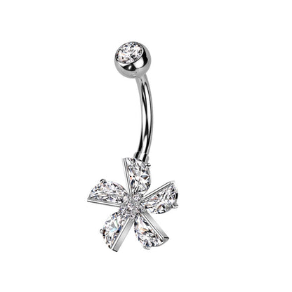 Piercing Nombril Fleur Zircone