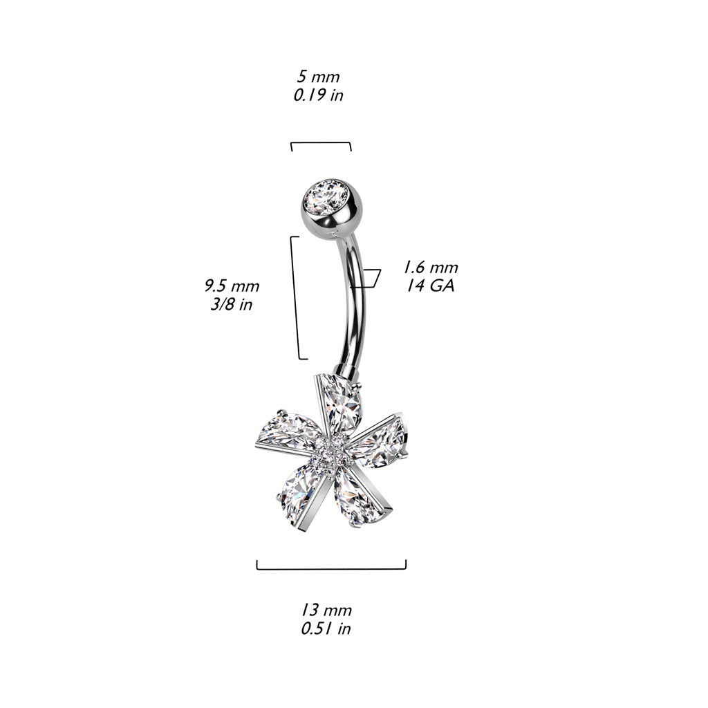 Piercing Nombril Fleur Zircone