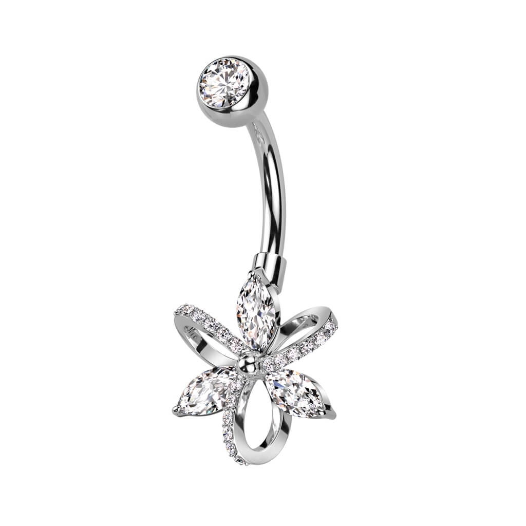 Belly Button Piercing Flower Zirconia