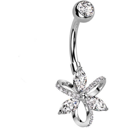 Piercing Nombril Fleur Zircone