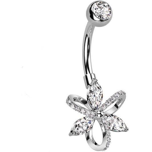 Belly Button Piercing Flower Zirconia