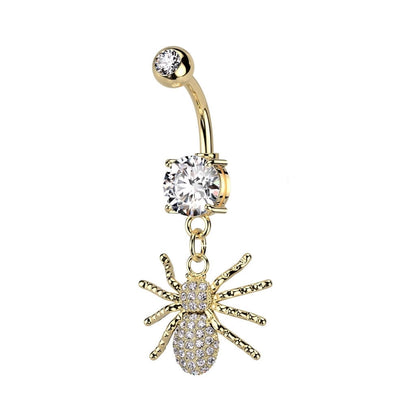 Belly Button Piercing Spider dangle Zirconia