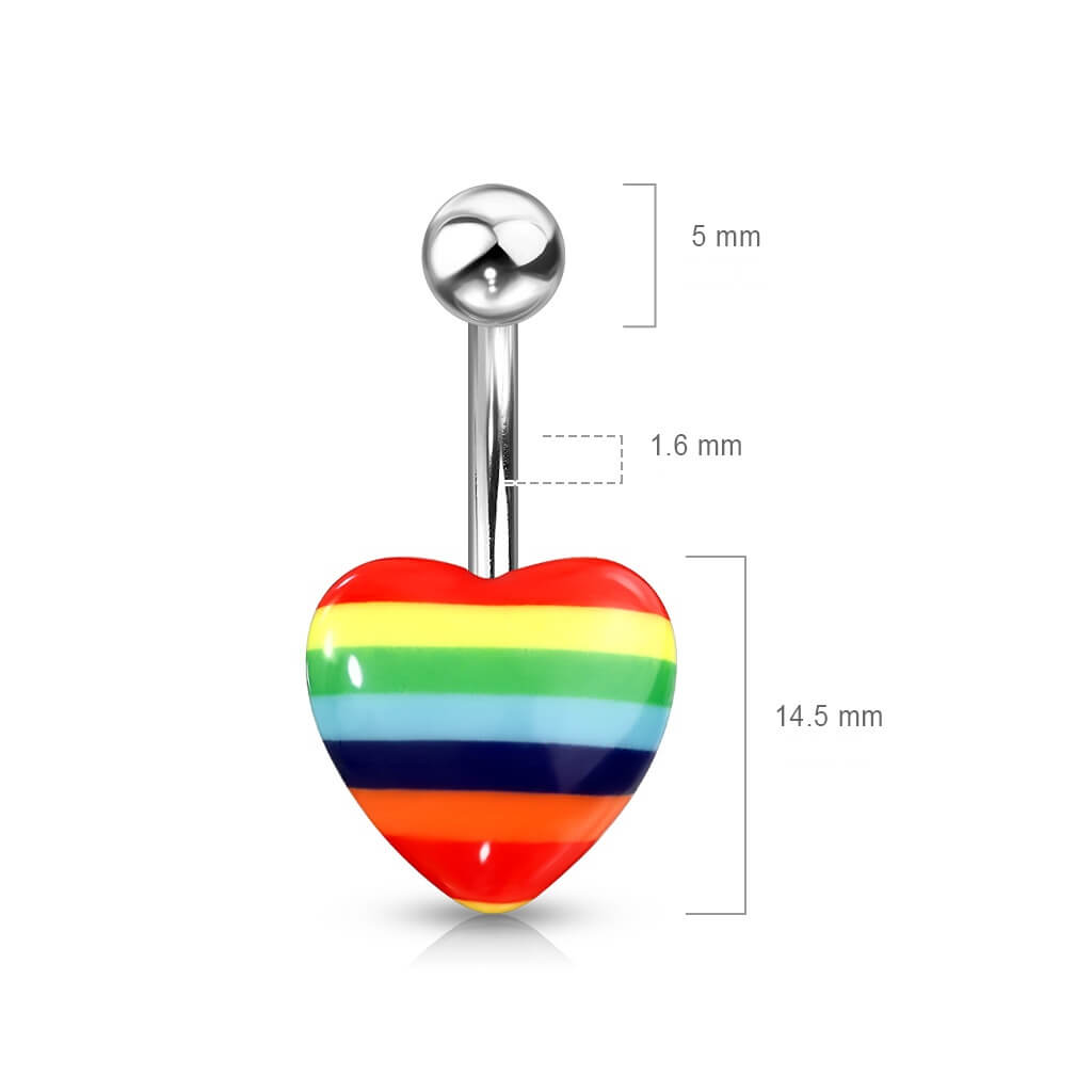 Bauchnabelpiercing Herz Regenbogen Silber