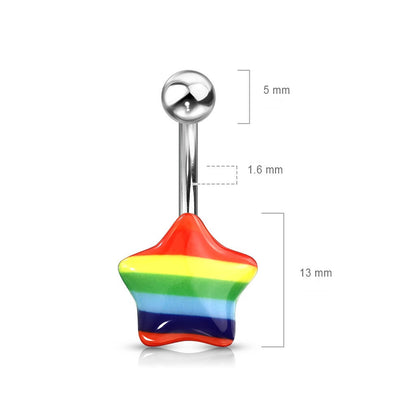 Piercing Ombelico Stella Argento con motivo Arcobaleno