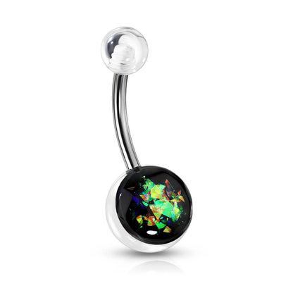 Belly Button Piercing Opal Silver