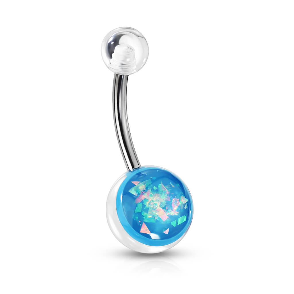 Belly Button Piercing Opal Silver