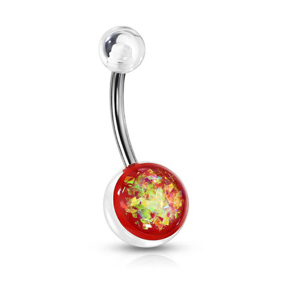 Belly Button Piercing Opal Silver