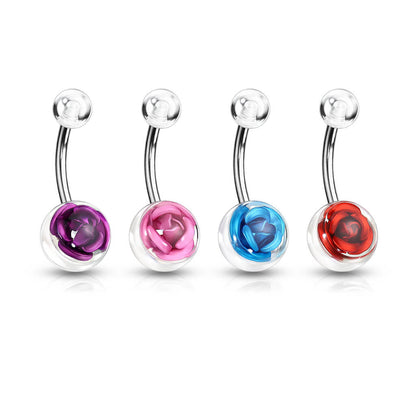 Bauchnabelpiercing Acryl Kugel Rose Silber