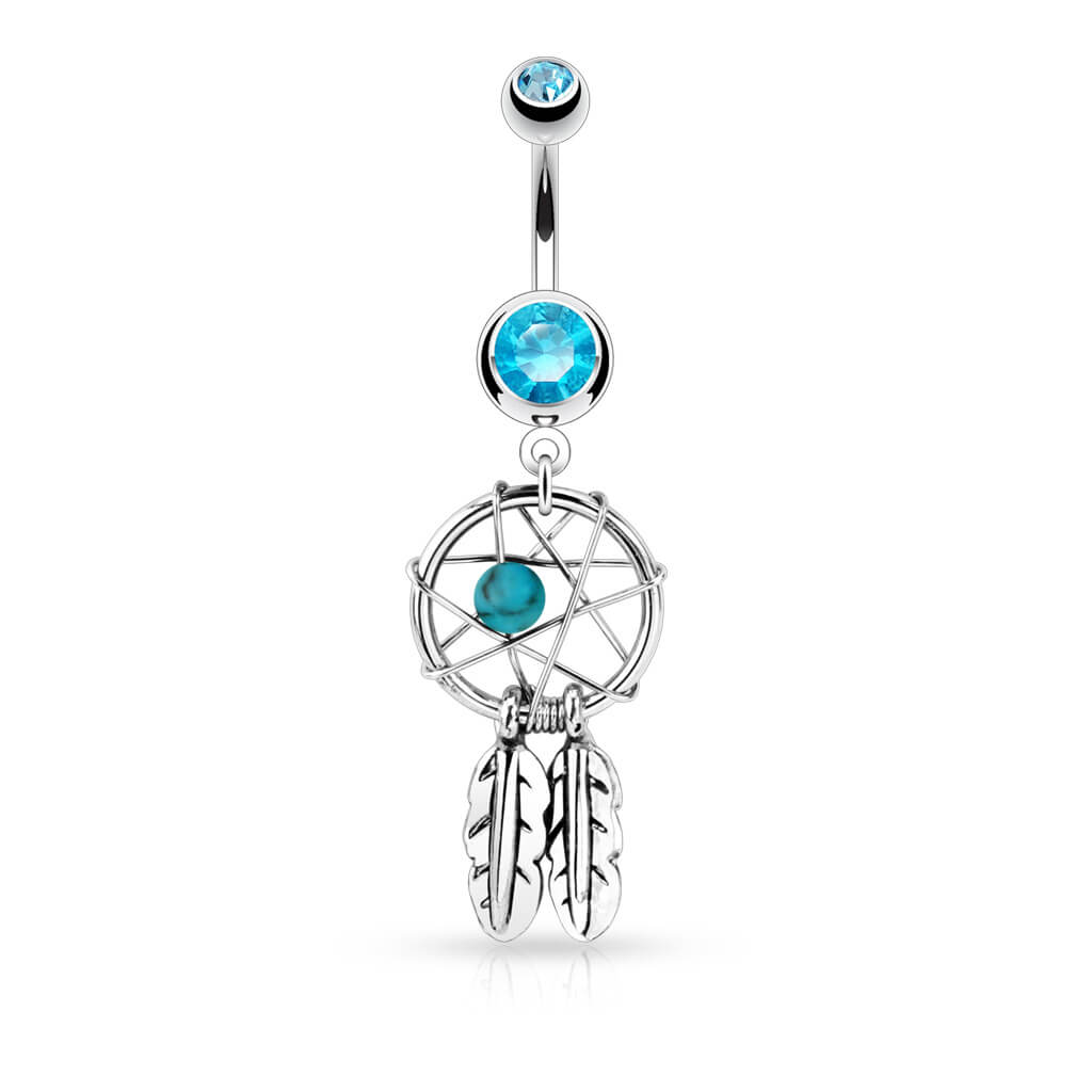 Belly Button Piercing Dream Catcher Silver